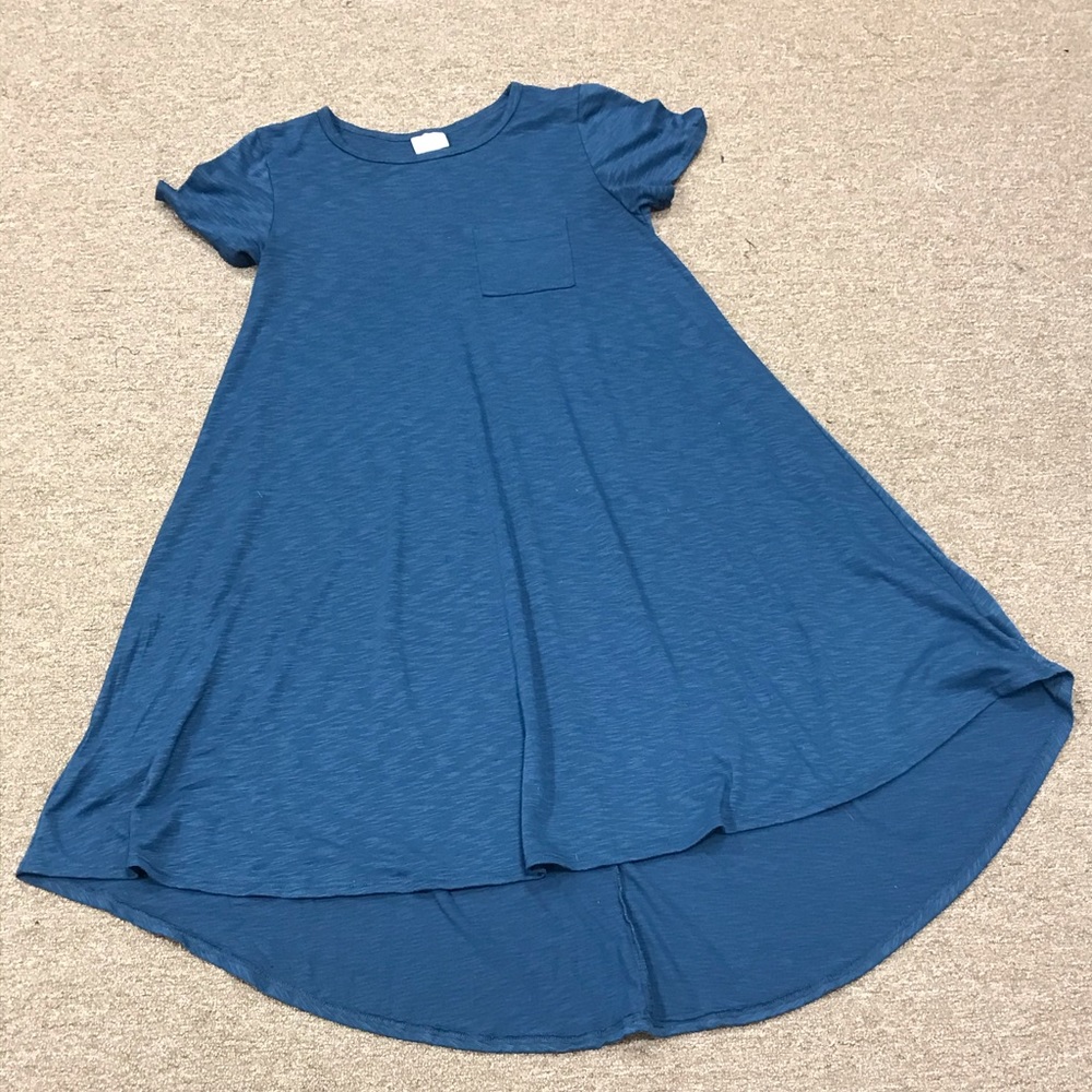 63) LuLaRoe Carley Swing Dress- Blue w/pocket